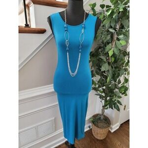 Tom's Ware Womens Blue Polyester Round Neck Sleeveless Knee Length Dress Size XS